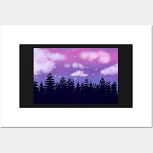 Forest Night Scene Posters and Art